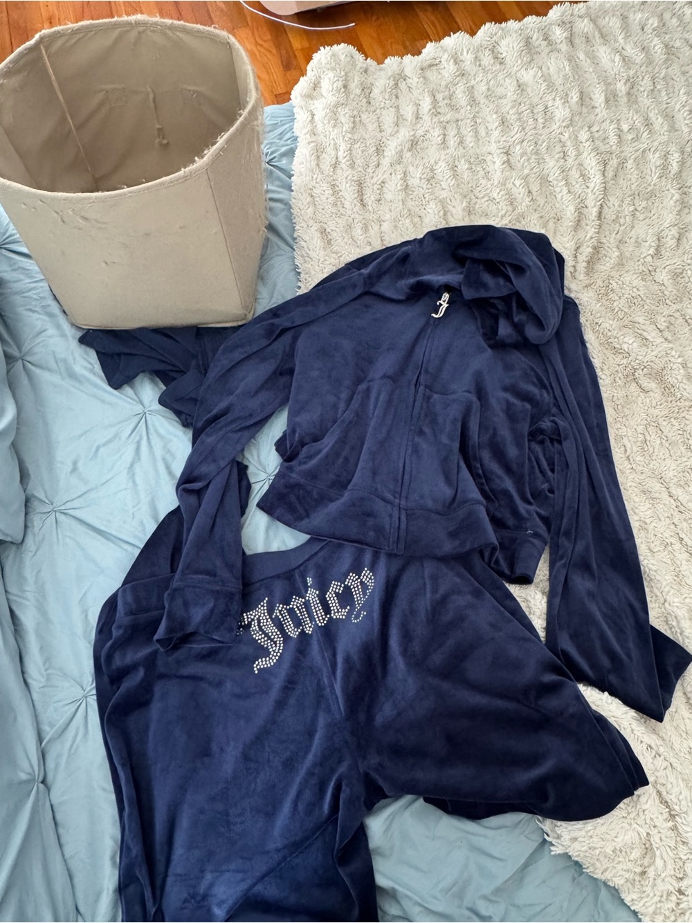 Juicy Couture Navy Velour Zip Hoodie with Signature J Pull